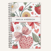 ボホストロベリーコケットフローラガーリーピンク ノートブック (正面)