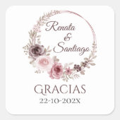 ボホスペインのの結婚丸いステッカー スクエアシール (正面)