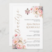 ボホスペインのフローラガールバプテスマ招待状 招待状 (正面/裏面)