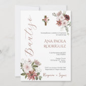 ボホスペインのフローラガールバプテスマ招待状 招待状 (正面)