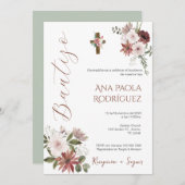ボホスペインのフローラガールバプテスマ招待状 招待状 (正面/裏面)