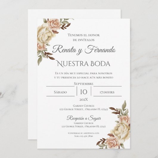 ボホスペインの結婚式招待状 招待状 (正面/裏面)