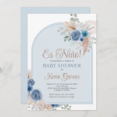 ボホスペインの赤ちゃんシャワー少年 招待状 (正面/裏面)