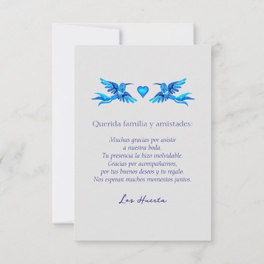 ボホスペインの・メキシ結婚コのサンキューカード サンキューカード (裏面)