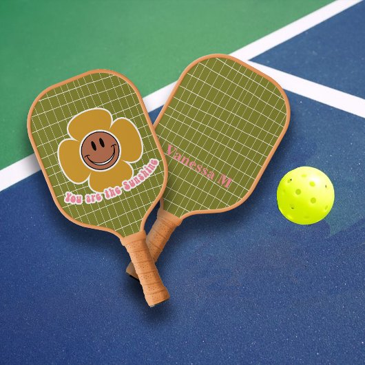 ボホスマイリーグッドビベスオリーブピンク名前をカスタムする ピックルボールラケット