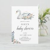 ボホスワンダスティブルーベージュフラワーベビーシャワー 招待状 (スタンド正面)