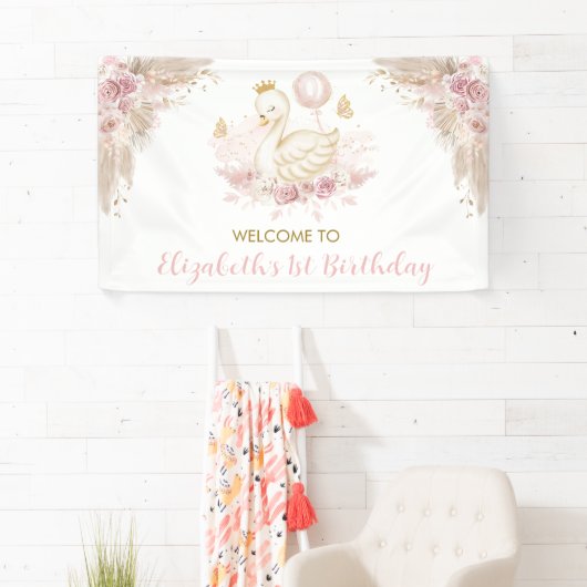 ボホスワンプリンセス赤面ピンクフローラウェルカムパーティー 横断幕 (インサイチュ)