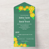 ボホス素朴ンフラワーグリーン春フローラ結婚ズ オールインワン招待状 (内側)