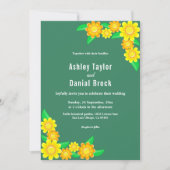 ボホス素朴ンフラワーグリーン春フローラ結婚ズ 招待状 (正面)