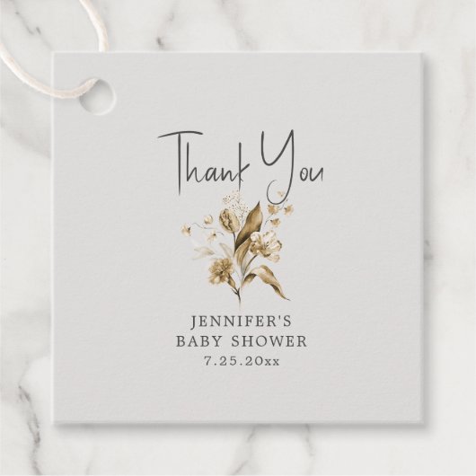 ボホセピアフローラベビーシャワーメッセージカード フェイバータグ (正面)