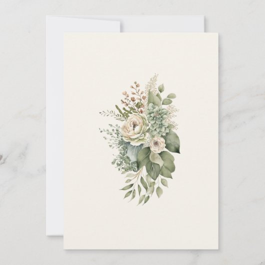 ボホセージグリーンとアイボリーウィドラフ結婚ァーズ 招待状 (裏面)