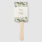 ボホセージグリーンとアイボリーフラワーズ結婚式 プログラム ハンドファン (正面)
