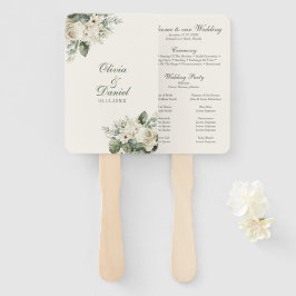 ボホセージグリーンとアイボリーフラワーズ結婚式 プログラム ハンドファン