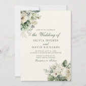 ボホセージグリーンとアイボリーフローラ結婚ズ 招待状 (正面)