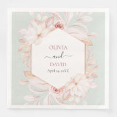 ボホセージグリーンとピンクローズ結婚ズナプキン (正面)