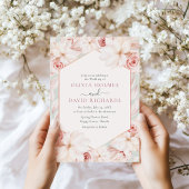 ボホセージグリーンと赤面ピンクフローラズ 招待状