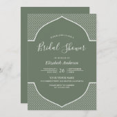 ボホセージグリーンエスニックインディアンアーチブライダルシャワー 招待状 (正面/裏面)