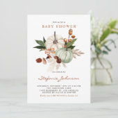 ボホセージグリーンカボチャ秋ベビーシャワー 招待状 (スタンド正面)