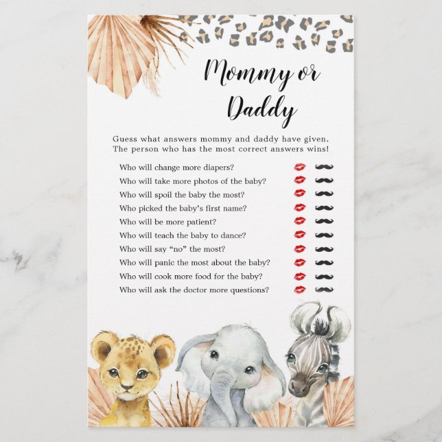 ボホセージグリーンサファリオボーイママまたはダディーゲーム (正面)