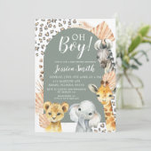 ボホセージグリーンサファリオーボーイベビーシャワー 招待状 (スタンド正面)