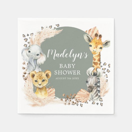 ボホセージグリーンサファリオーボーイペーパーナプキン スタンダードカクテルナプキン (正面)