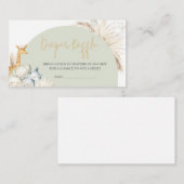 ボホセージグリーンサファリベイビーシャワーおむつラッフル エンクロージャーカード (正面/裏面)