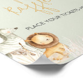 ボホセージグリーンサファリベイビーシャワーおむつラッフル ポスター (角)