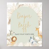 ボホセージグリーンサファリベイビーシャワーおむつラッフル ポスター (正面)