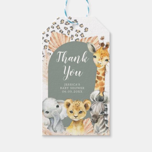 ボホセージグリーンサファリOh Boy Thank Youラベル ギフトタグ (正面)