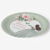 ボホセージグリーンドレスプリンセスガールスウィート16アニョス ペーパープレート (アングル)