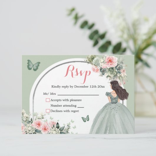 ボホセージグリーンピンクフローラプリンセスXVアニョス 出欠カード (スタンド正面)