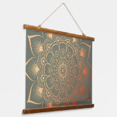 ボホセージグリーンピーチマンダラウッドトッピング 吊り下げ型タペストリー (傾斜あり)