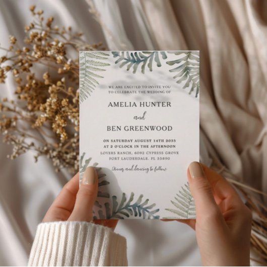 ボホセージグリーンファーンウォーター結婚カラー 招待状