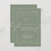 ボホセージグリーンフォレイジ結婚式招待状 セーブザデート (正面/裏面)