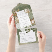 ボホセージグリーンフローラグラスディナー オールインワン招待状 (貼ってはがせる)