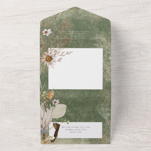 ボホセージグリーンフローラグラスnoディナー オールインワン招待状 (外側)