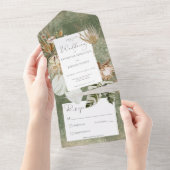 ボホセージグリーンフローラグラスnoディナー オールインワン招待状 (貼ってはがせる)