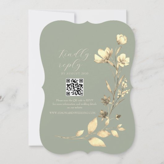 ボホセージグリーンフローラ結婚式招待状 招待状 (裏面)