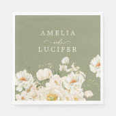 ボホセージグリーンホワイトアイボリーフローラ結婚ズ スタンダードランチョンナプキン (正面)
