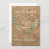 ボホセージグリーンボタニカルハート婚約カード セーブザデート (正面/裏面)