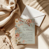 ボホセージグリーンワイルドフラワーフローラベビーシャワー 招待状
