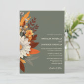 ボホセージグリーンワイルドフラワーフローラ秋の結婚式 招待状 (スタンド正面)