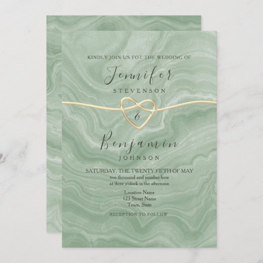 ボホセージグリーン結婚式招待状 招待状 (正面/裏面)