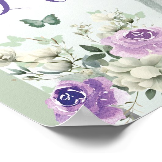 ボホセージグリーン薄紫フローラ15アニョスカードギフト ポスター (角)