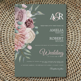 ボホセージダスティバラウォーター色フローラ結婚ズ 招待状