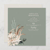 ボホセージパンパスグラスブライダルシャワースクエア 招待状 (正面/裏面)