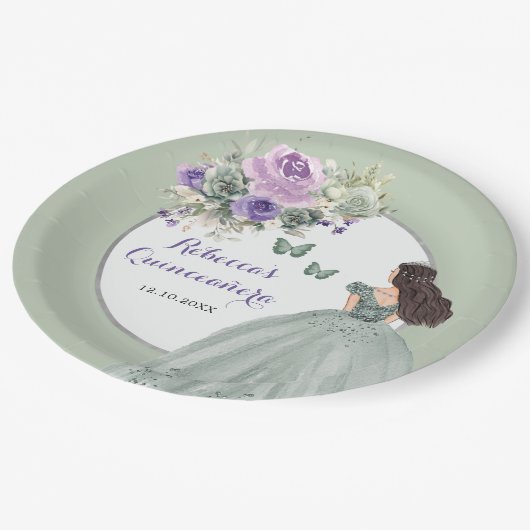 ボホセージパープルドレスプリンセスガールスウィート16アニョス ペーパープレート (アングル)