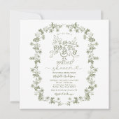 ボホセージフローラブーケボウブライダルシャワー 招待状 (正面)
