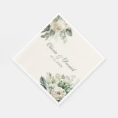 ボホセージ緑とアイボリーの花結婚の数 スタンダードランチョンナプキン (角)