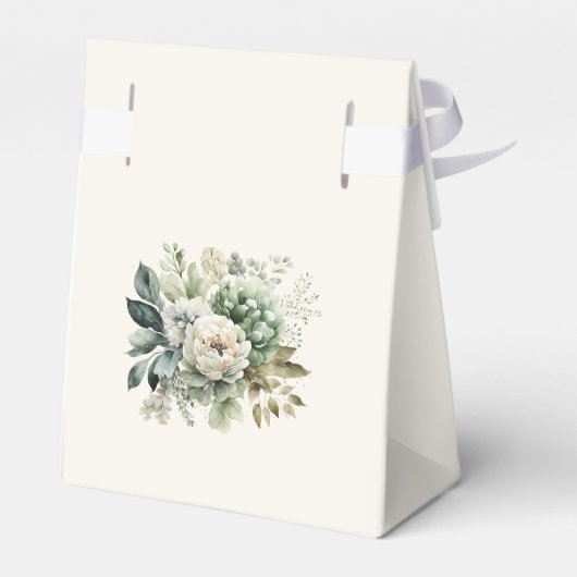 ボホセージ緑とアイボリーの花結婚の数 フェイバーボックス (裏面サイド)